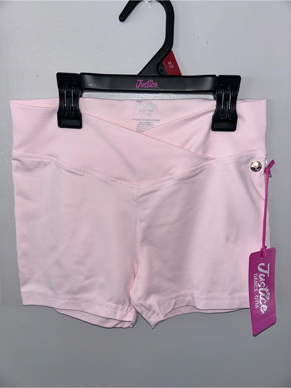 Justice Light Pink V-Waist Bike Shorts